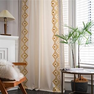 Opalhouse Set Of  Cream and Gold Patterned Curtains